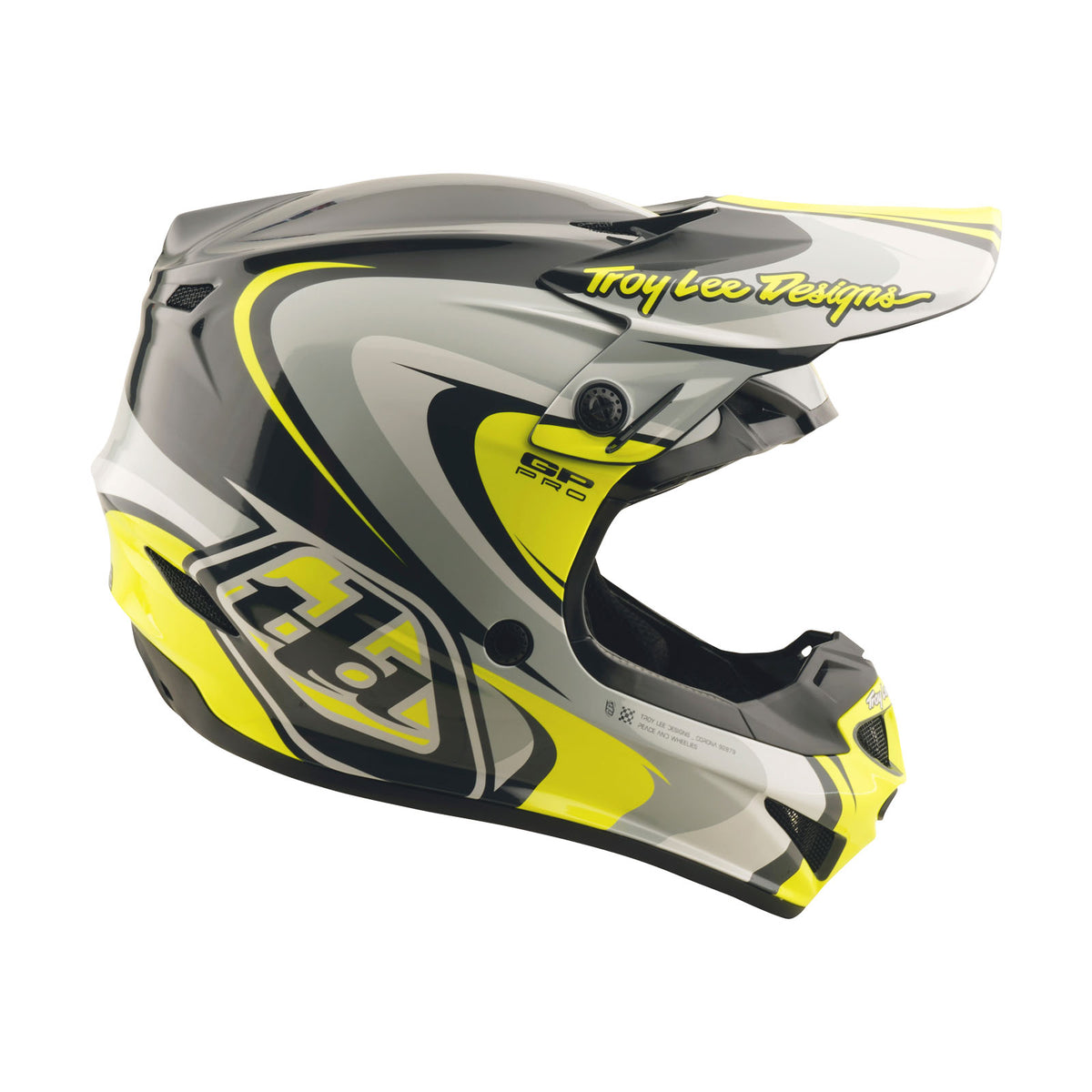 Troy Lee Designs Gp Pro Helmet W/Mips - Crossover - Gray / Flo Yellow