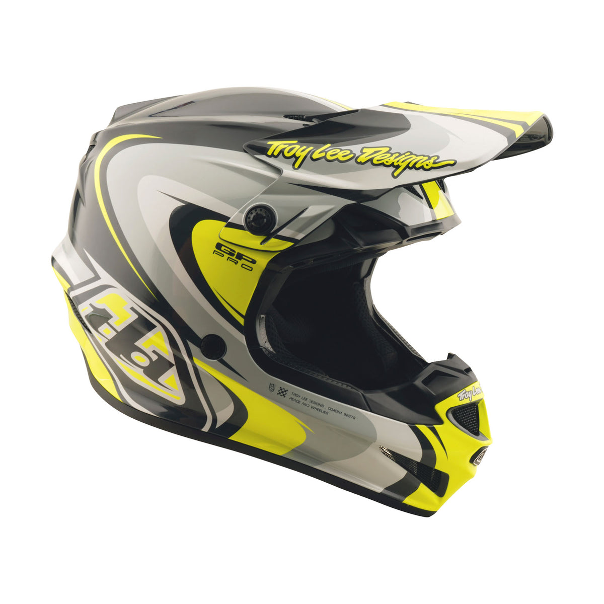 Troy Lee Designs Gp Pro Helmet W/Mips - Crossover - Gray / Flo Yellow