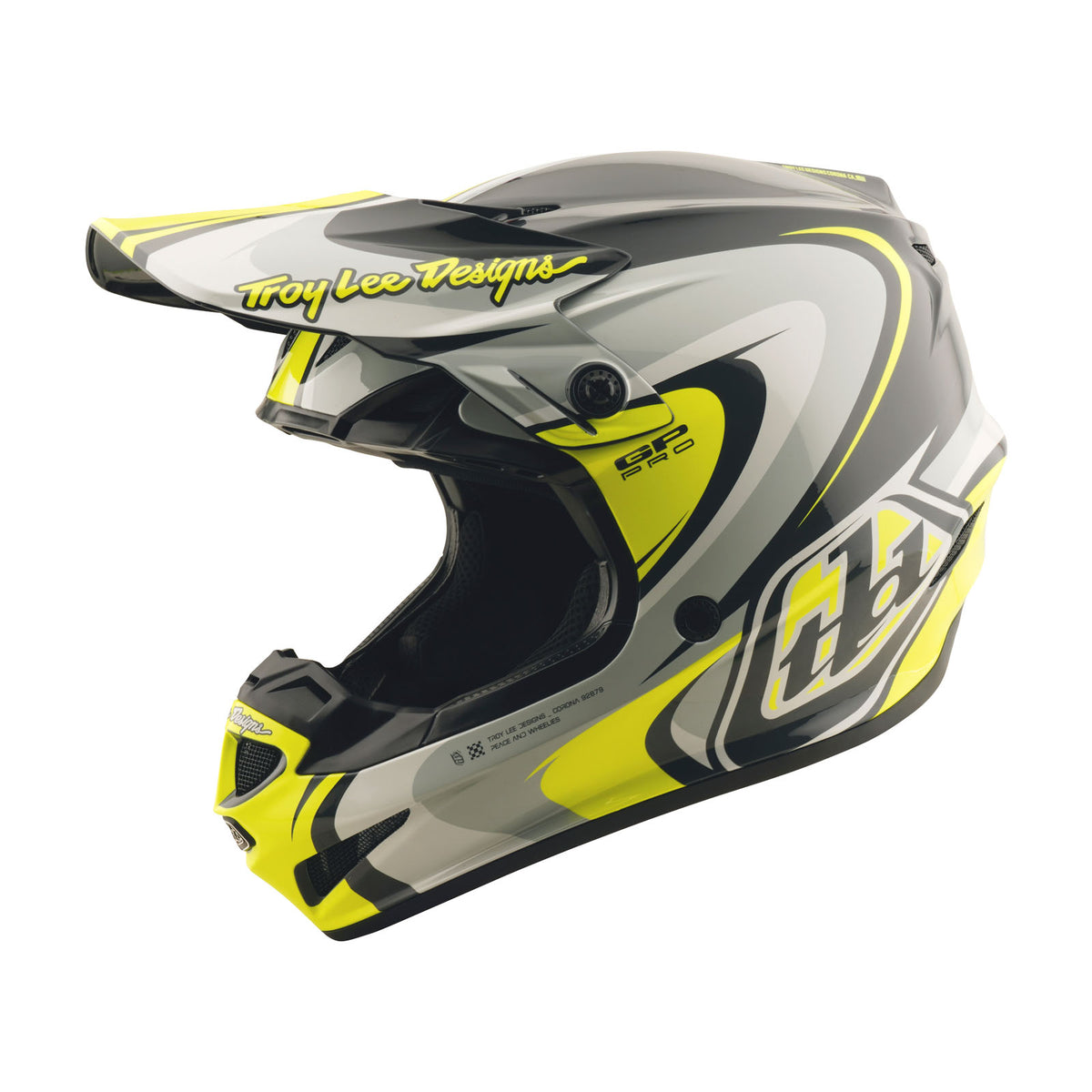 Troy Lee Designs Gp Pro Helmet W/Mips - Crossover - Gray / Flo Yellow