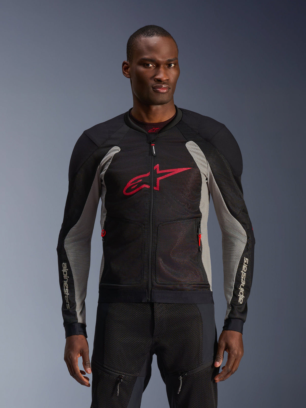 Alpinestars Troop-Air Jacket - Black/Ash Gray/Bright Red