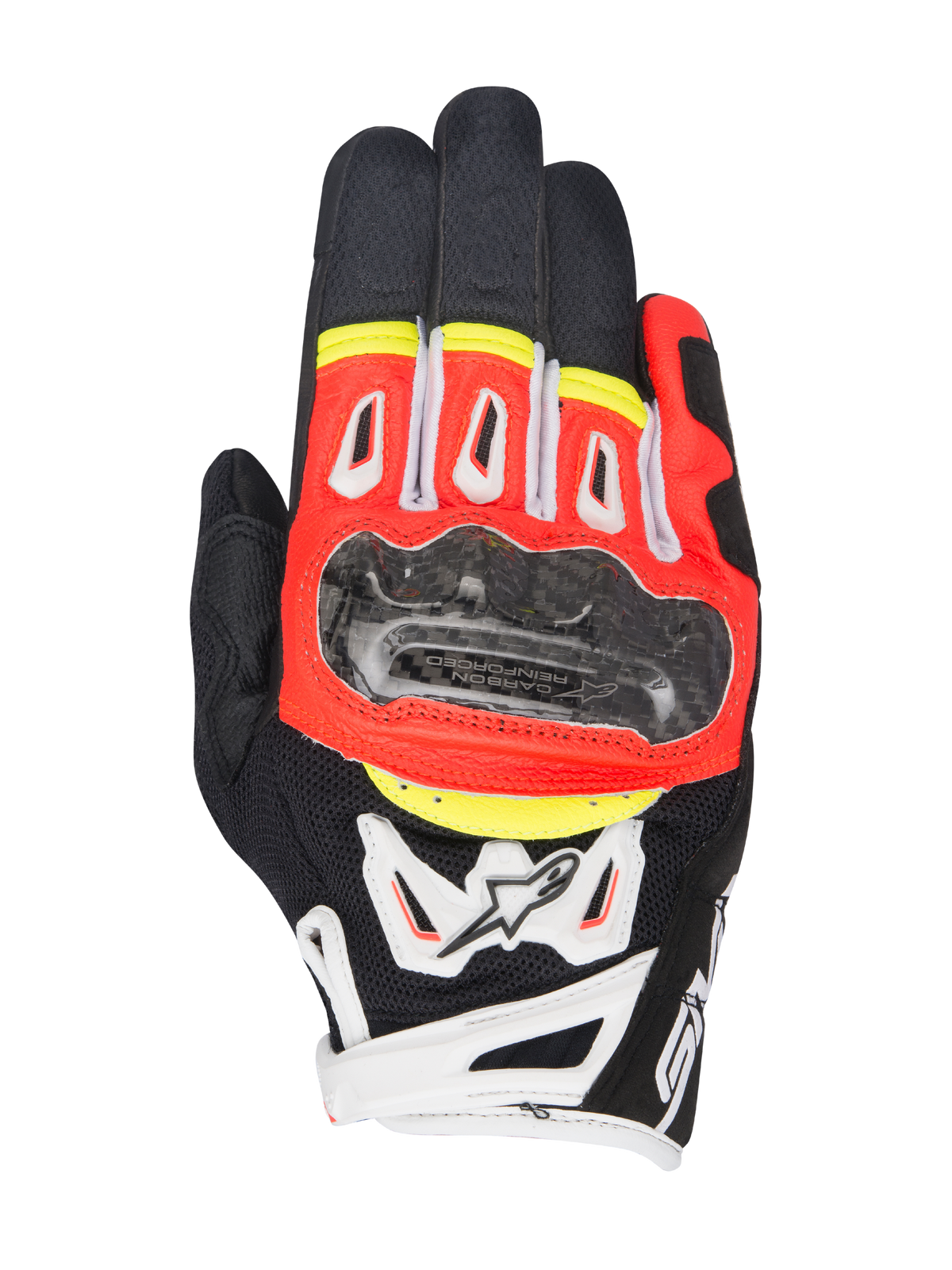 Alpinestars SMX-2 Air Carbon V2 Gloves - Black/Red Fluorescent/White/Yellow Fluorescent