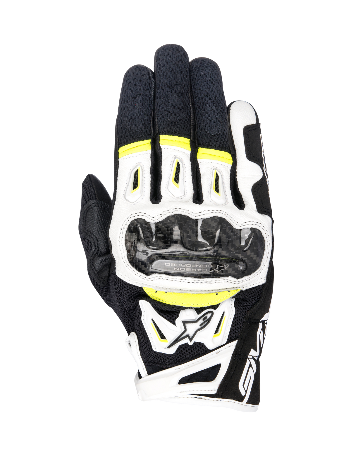 Alpinestars SMX-2 Air Carbon V2 Gloves - Black/White/Yellow Fluorescent