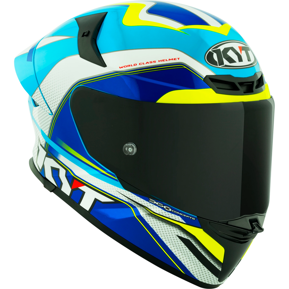 KYT TT Revo Grand Prix Helmet - White/Light Blue