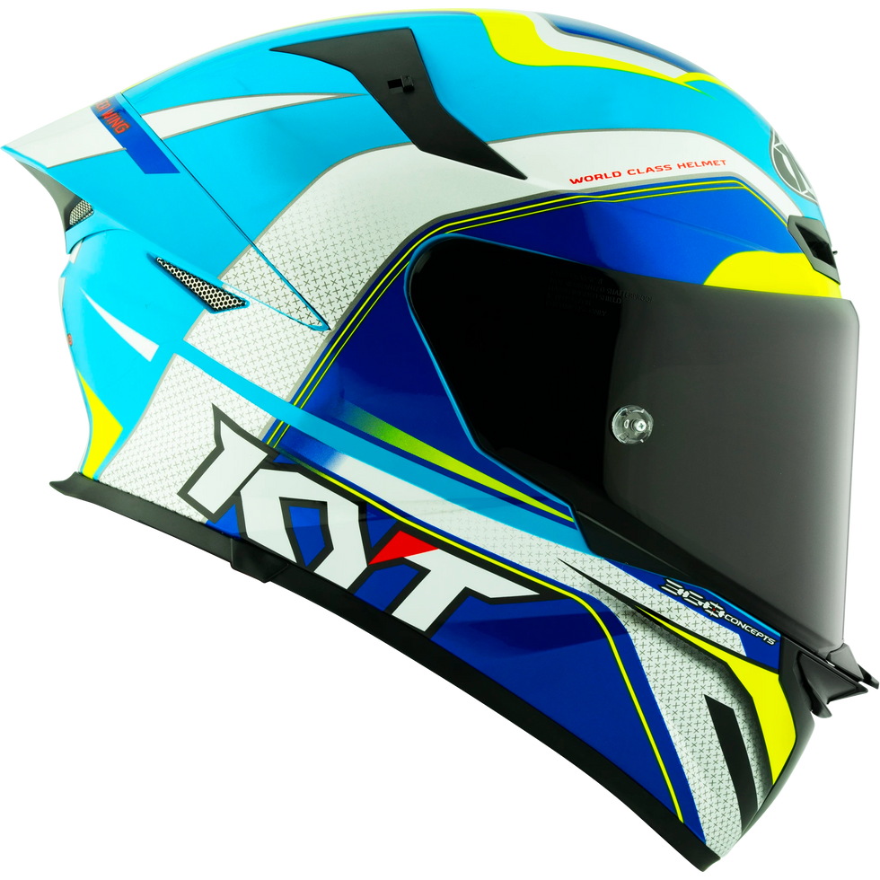 KYT TT Revo Grand Prix Helmet - White/Light Blue