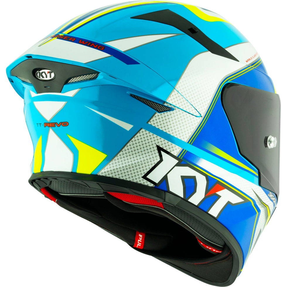 KYT TT Revo Grand Prix Helmet - White/Light Blue