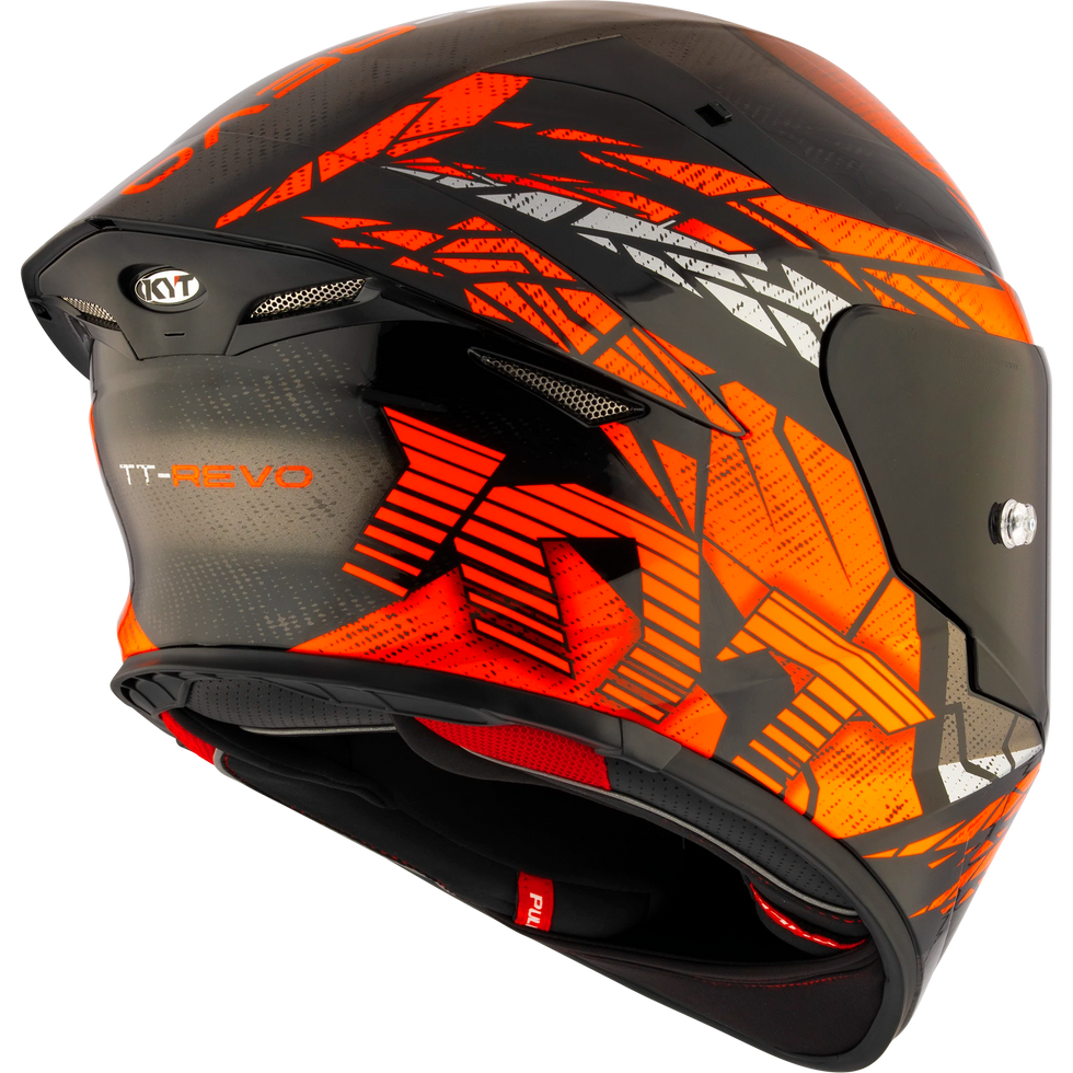 full face orange motorcycle helmet KYT TT-REVO Combustion Adult Street Helmets Orange / X-Large