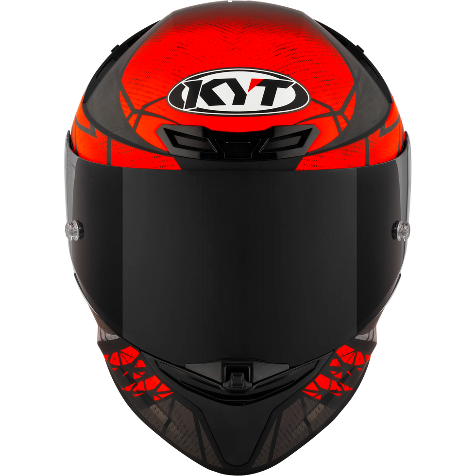black and red full face motorcycle helmet KYT TT-REVO Combustion Adult Street Helmets Orange / X-Large