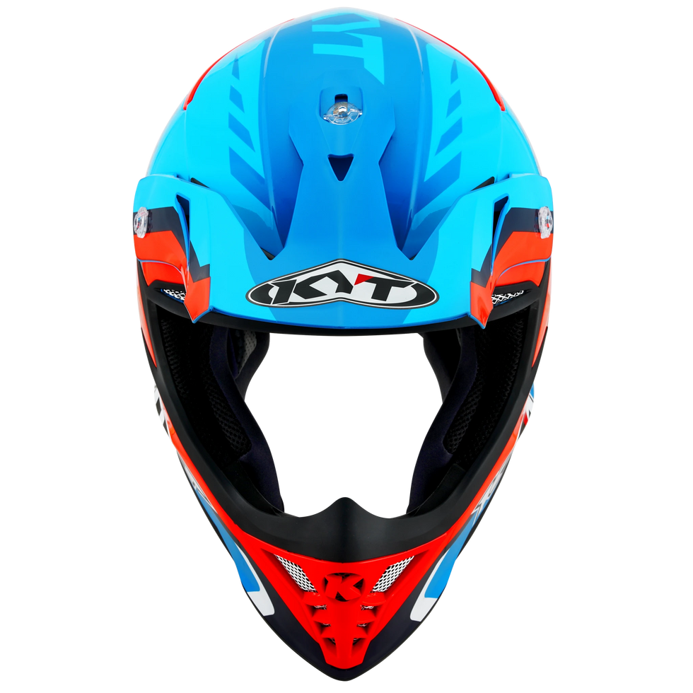 KYT Skyhawk Glowing Helmet - Blue/Orange Fluo