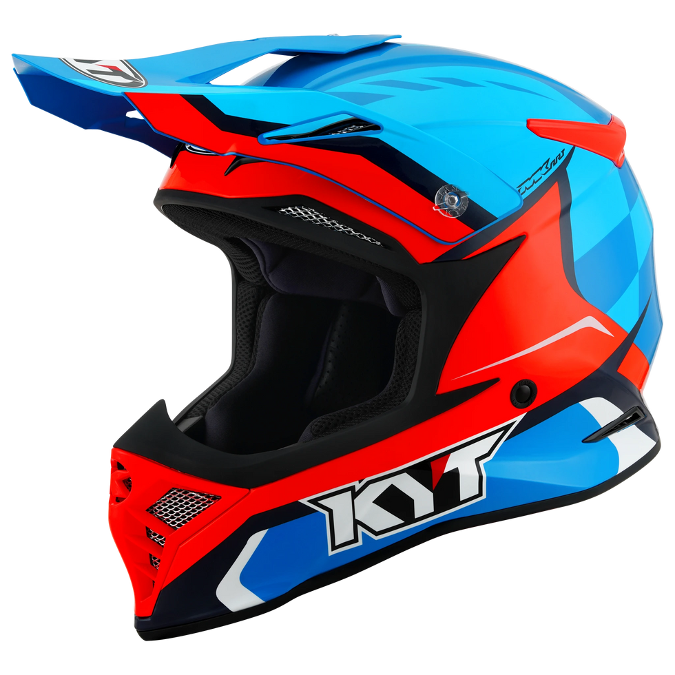 KYT Skyhawk Glowing Helmet - Blue/Orange Fluo