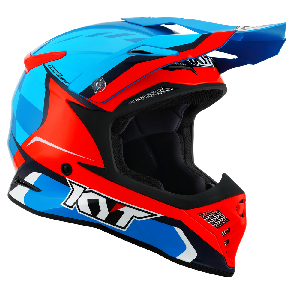 KYT Skyhawk Glowing Helmet - Blue/Orange Fluo