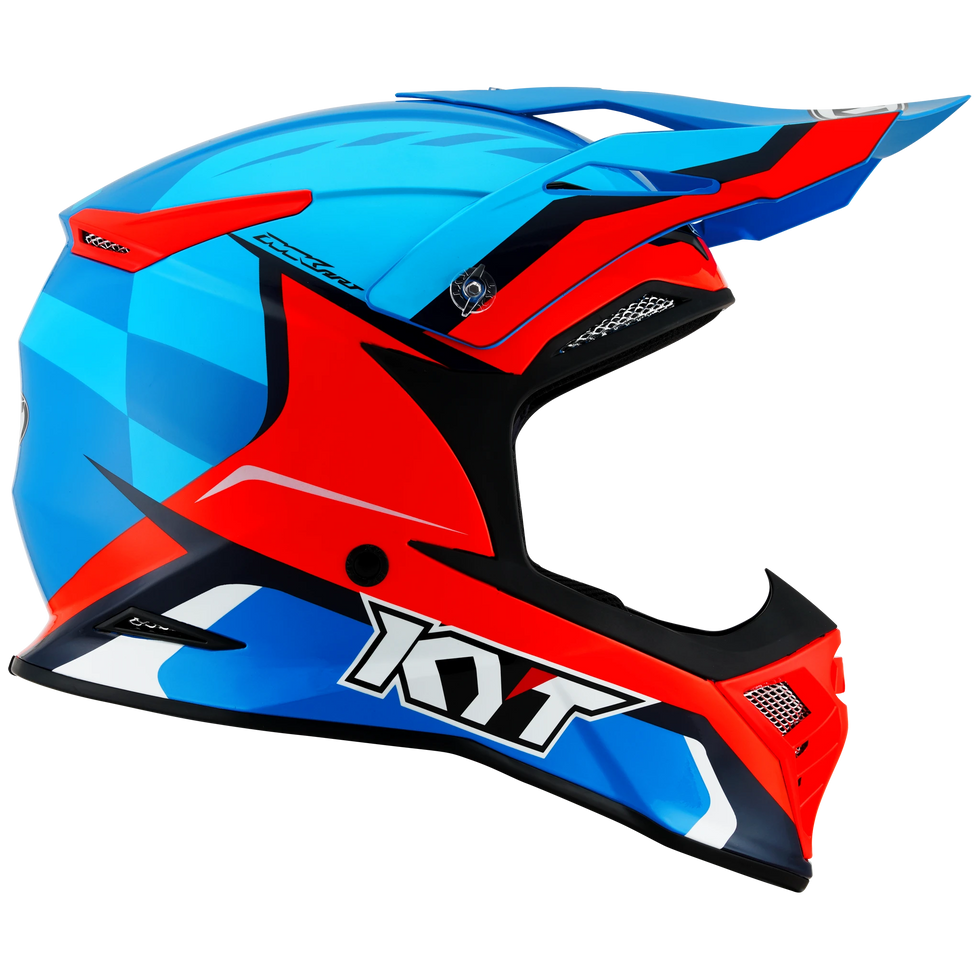 KYT Skyhawk Glowing Helmet - Blue/Orange Fluo