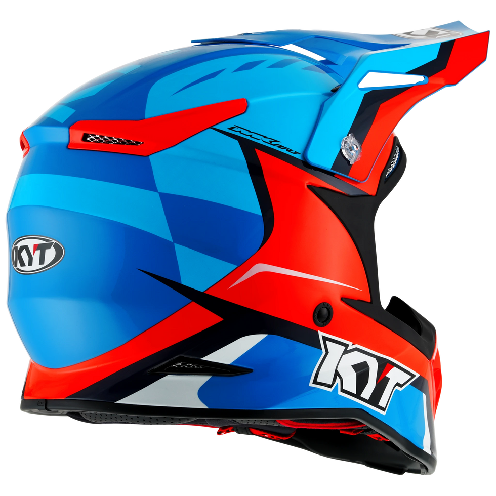 KYT Skyhawk Glowing Helmet - Blue/Orange Fluo