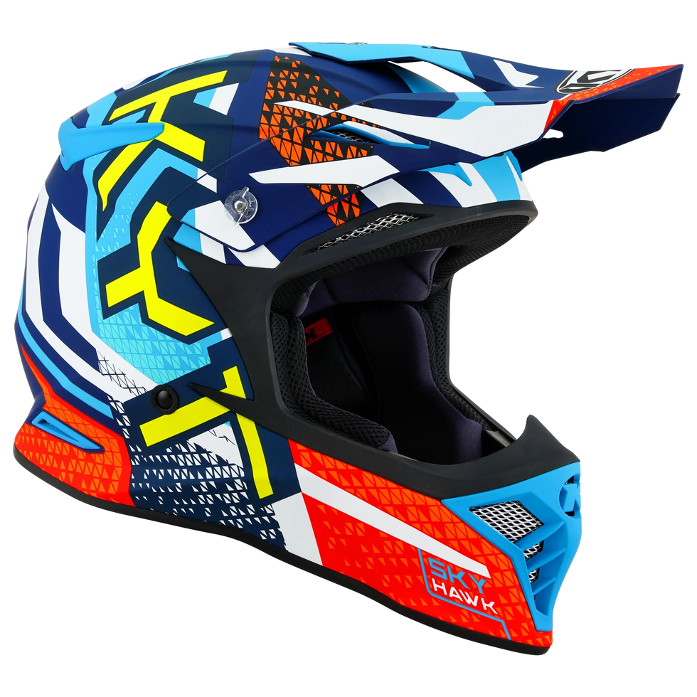 KYT Skyhawk Hyperflow Helmet - Blue/Red