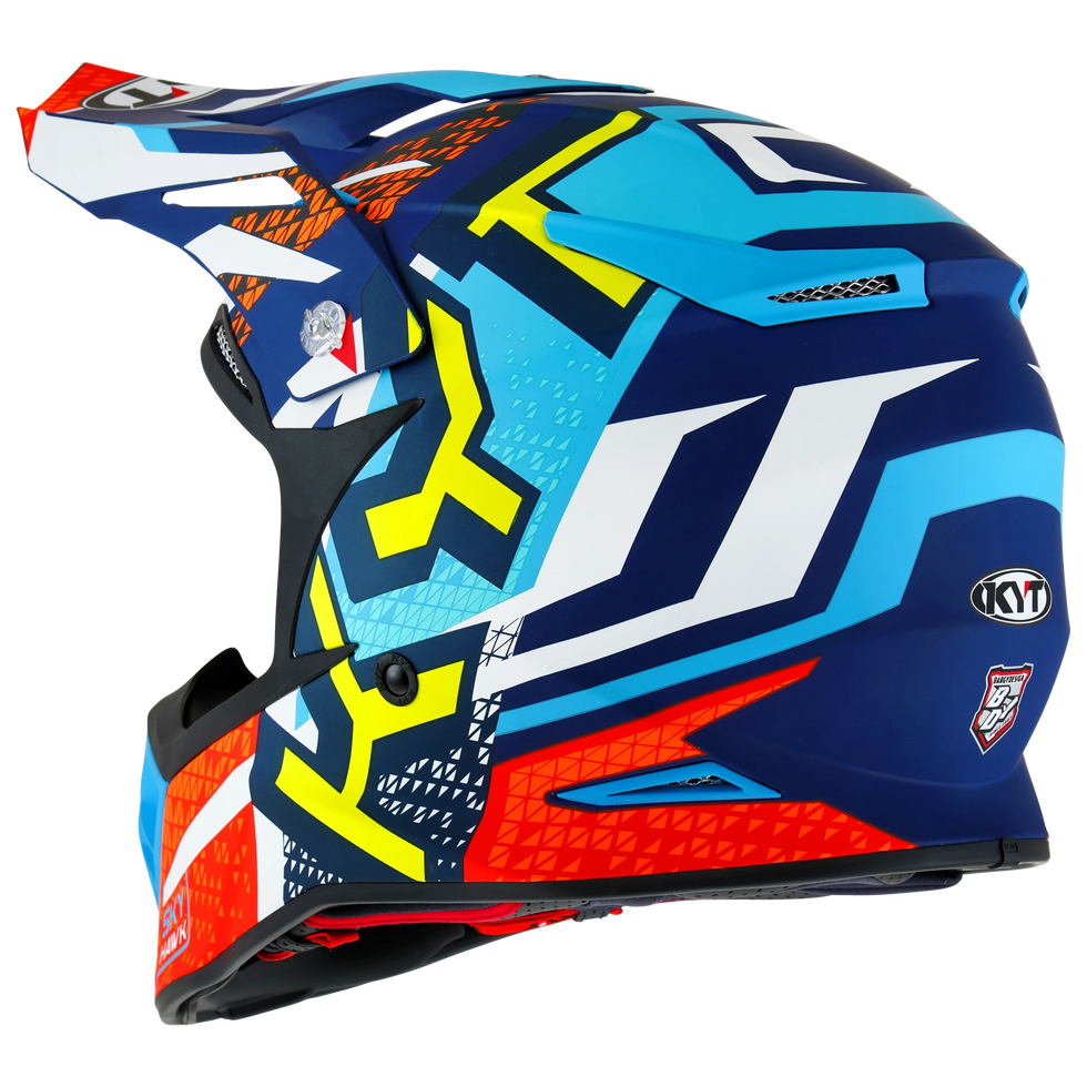 KYT Skyhawk Hyperflow Helmet - Blue/Red
