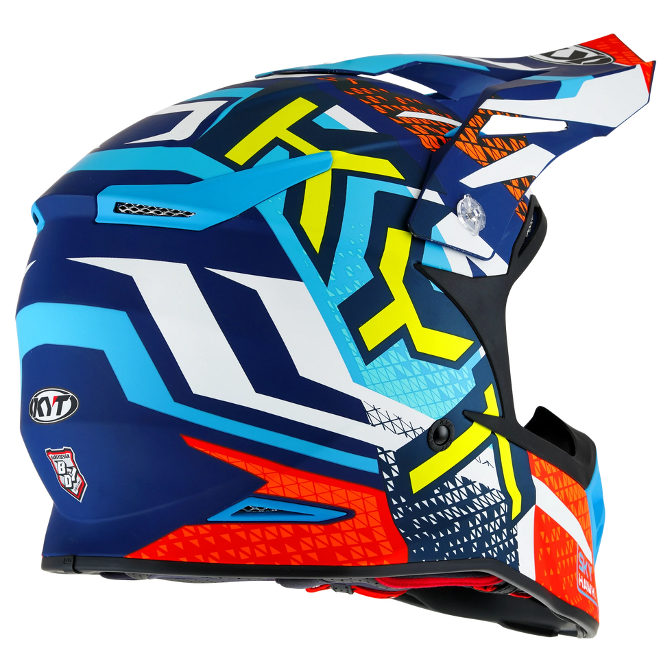 KYT Skyhawk Hyperflow Helmet - Blue/Red