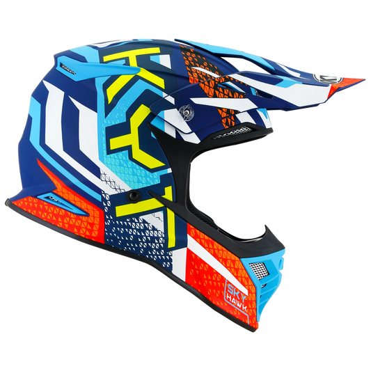 KYT Skyhawk Hyperflow Helmet - Matte Blue/Red