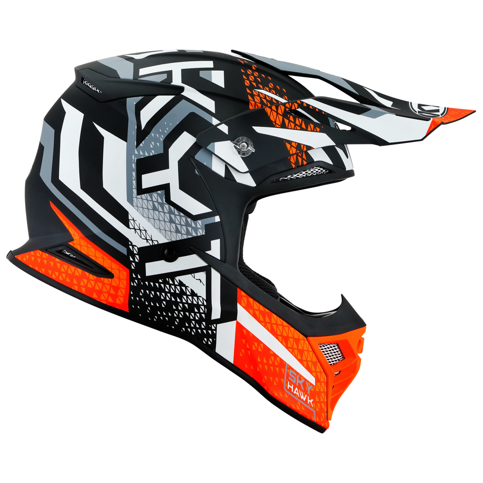 KYT Skyhawk Hyperflow Helmet - Matte Grey/Orange