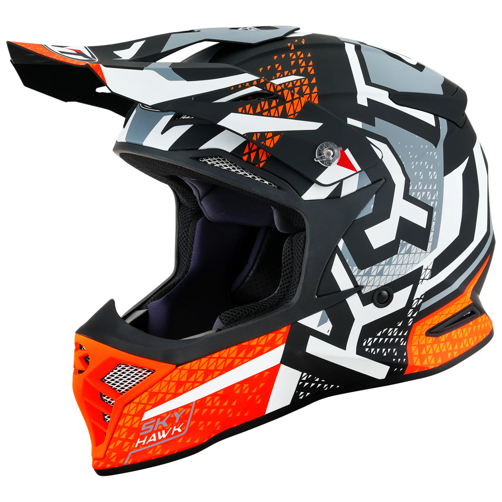 KYT Skyhawk Hyperflow Helmet - Grey/Orange