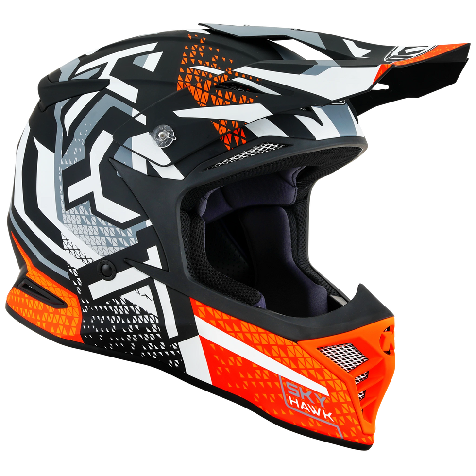 KYT Skyhawk Hyperflow Helmet - Grey/Orange