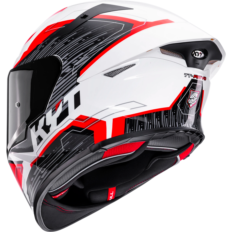 KYT TT Revo Speeding Helmet - White/Red