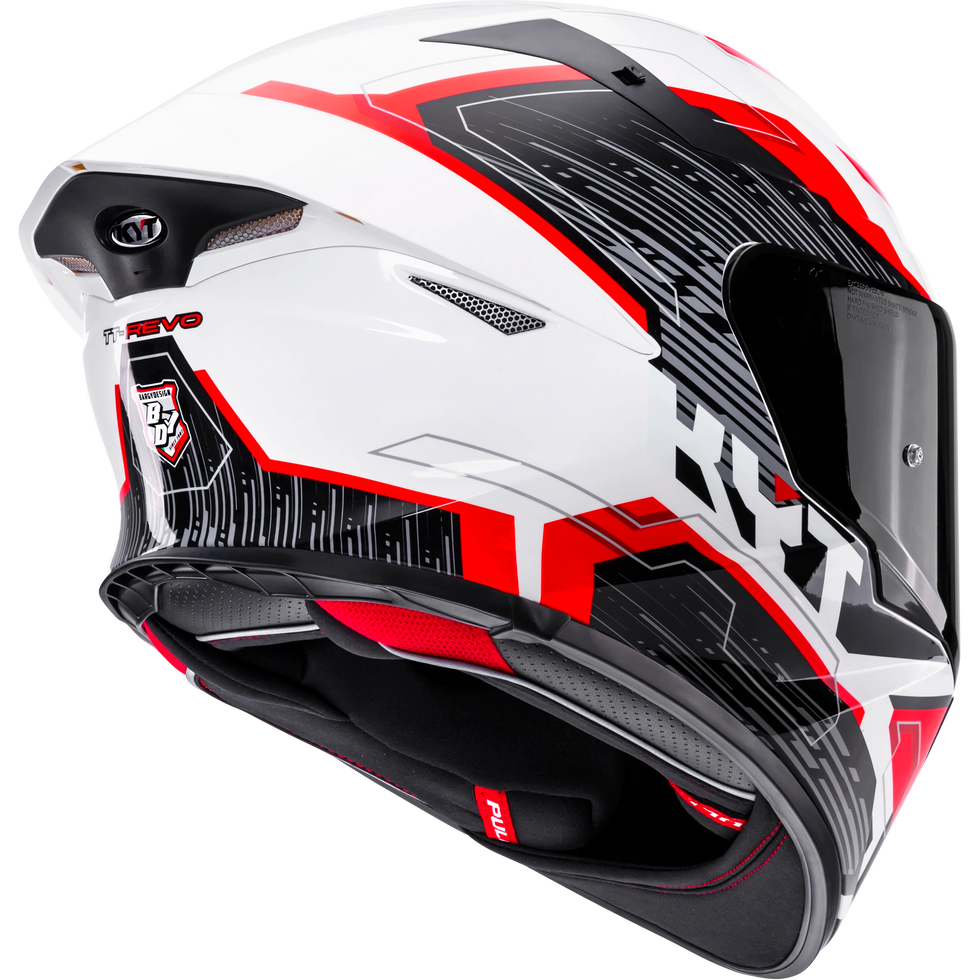 controlled deformation of motorcycle helmets Full-Face Helmet KYT TT-Revo Speeding Black/Red/Blue Size:XS