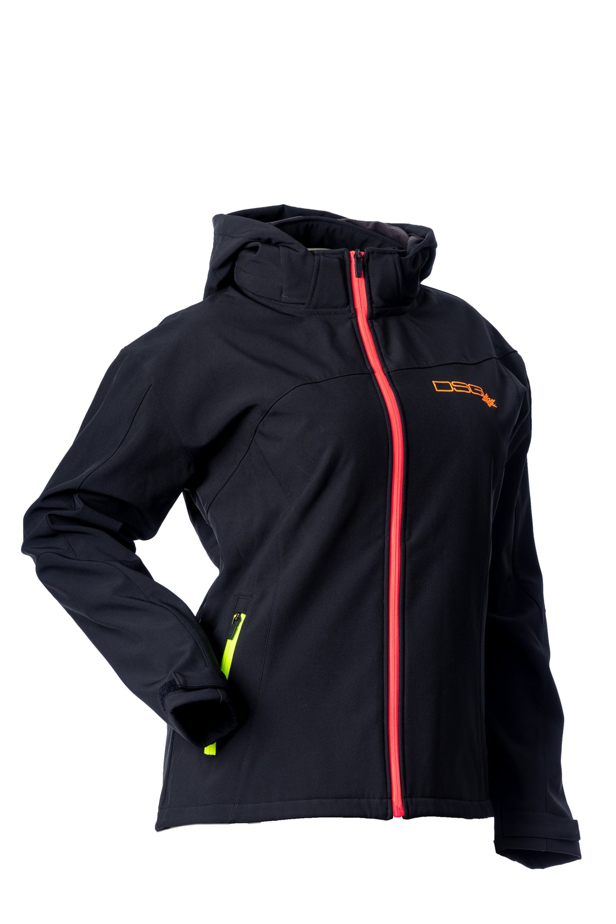 DSG Womens Malea Softshell Jacket CLOSEOUT - Black/Neon Yellow