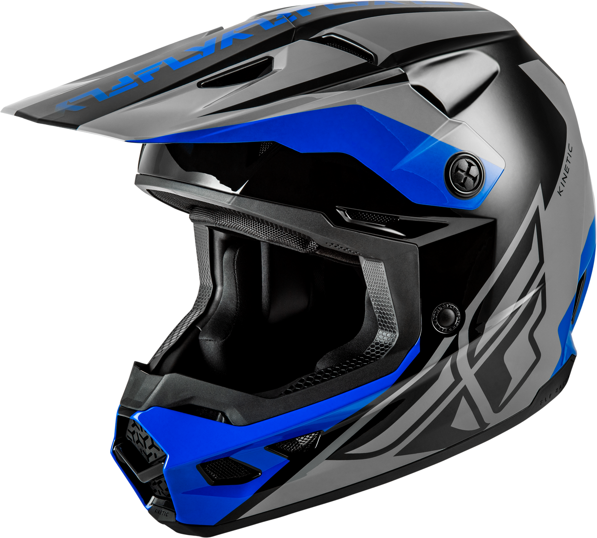 Fly Racing Kinetic Crest Helmet - Grey/Black/Blue