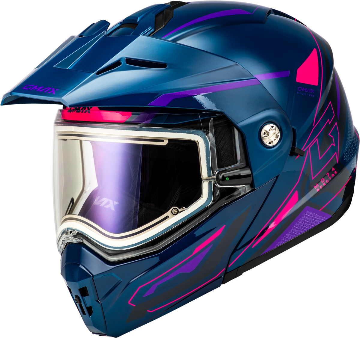 GMAX MD-74S Spectre Modular Helmet w/Electric Shield CLOSEOUT Blue/Pink/Purple