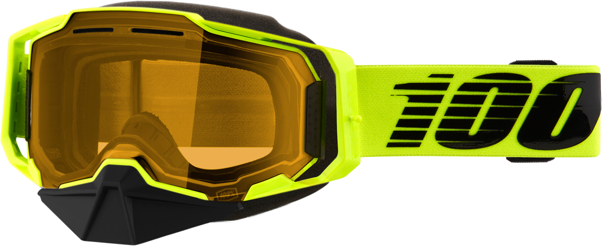 100% Armega Snowmobile Goggles Neon Yellow / Yellow