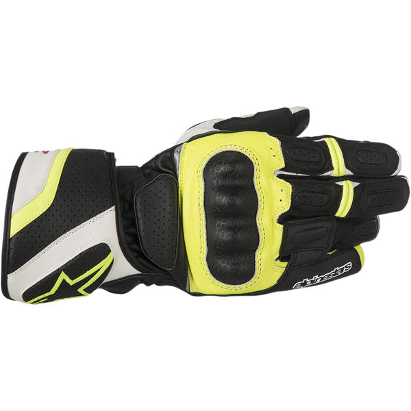 Alpinestars SP-Z Drystar Motorcycle Gloves - Black/White/Yellow