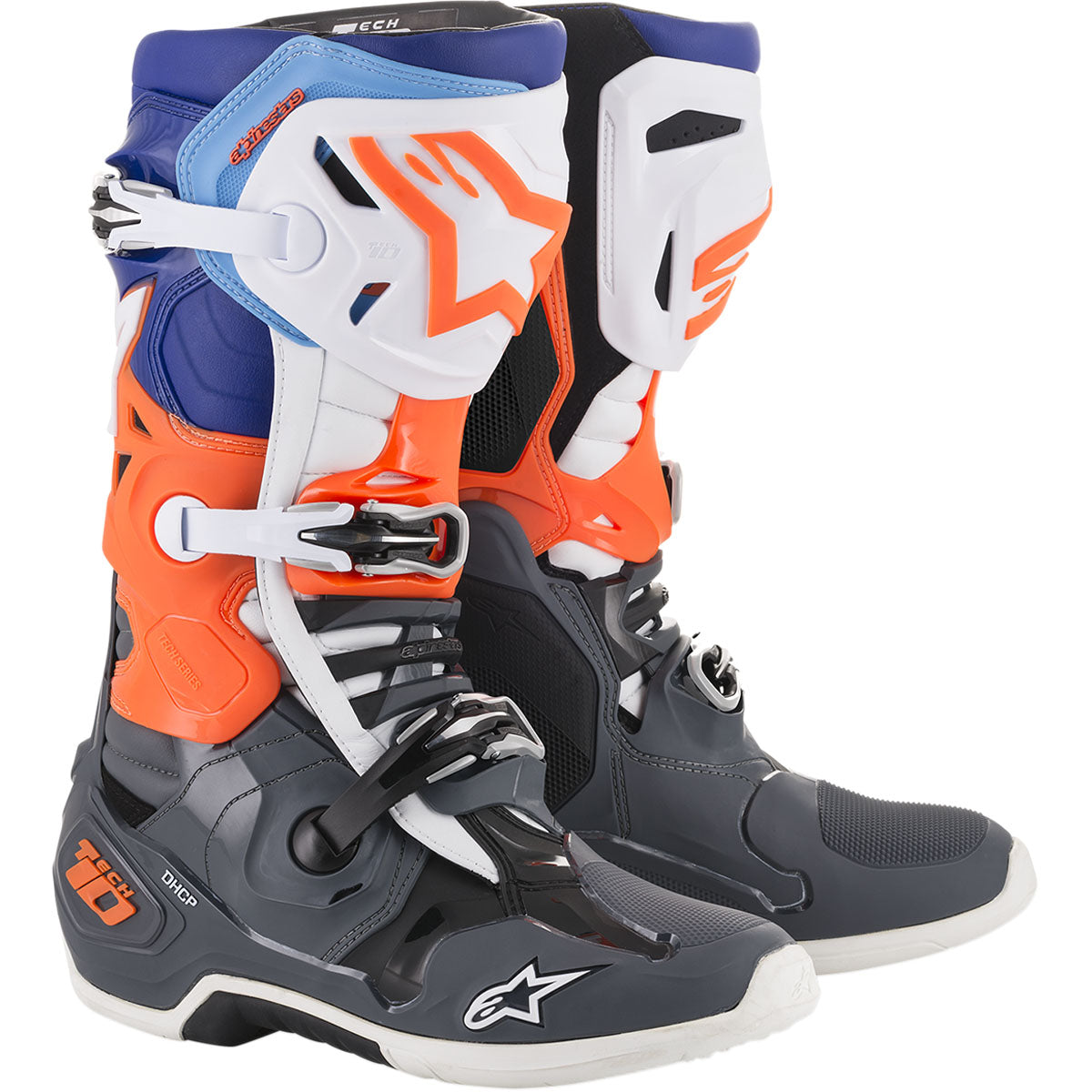 Alpinestars Tech 10 Boots - Grey/Orange/Blue