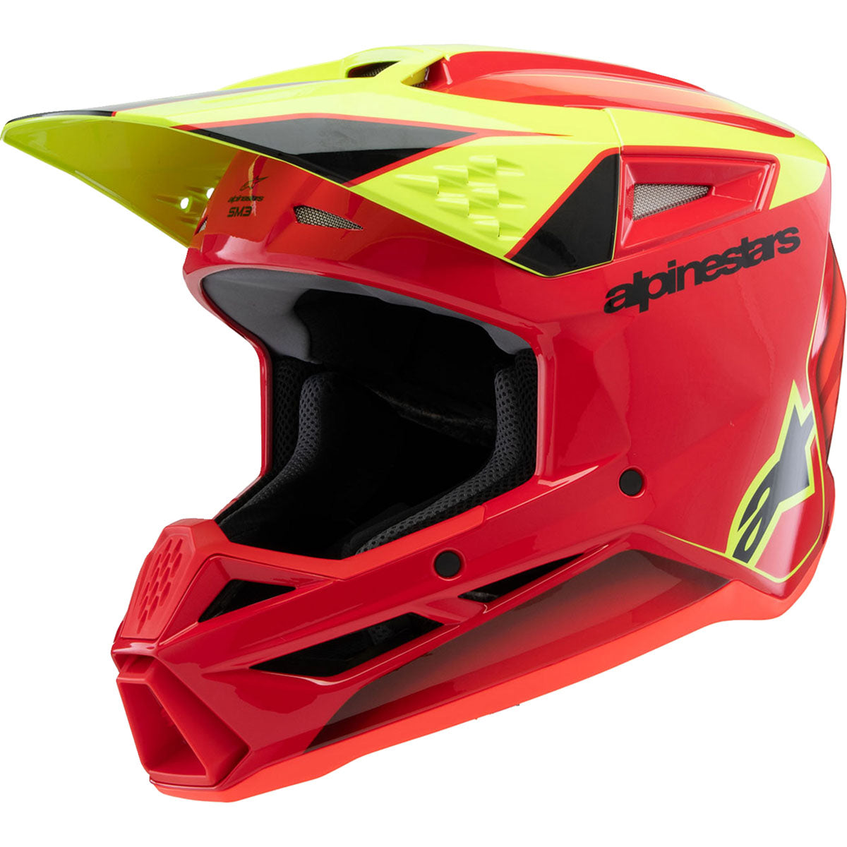 Alpinestars Youth SM3 Helmet - Fray - Gloss Red/Yellow Fluo/Black