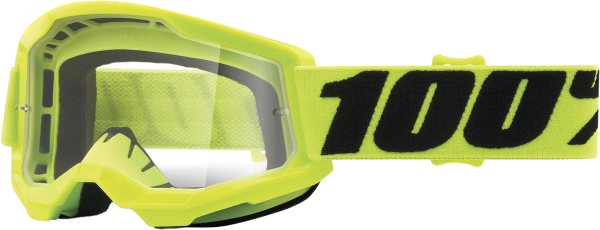 100% Strata 2 Junior Goggles CLOSEOUT Fluo Yellow / Clear Lens