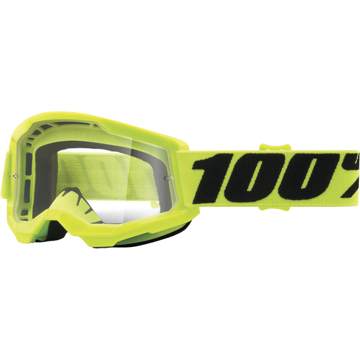 100% Strata 2 Junior Goggles CLOSEOUT Fluo Yellow / Clear Lens