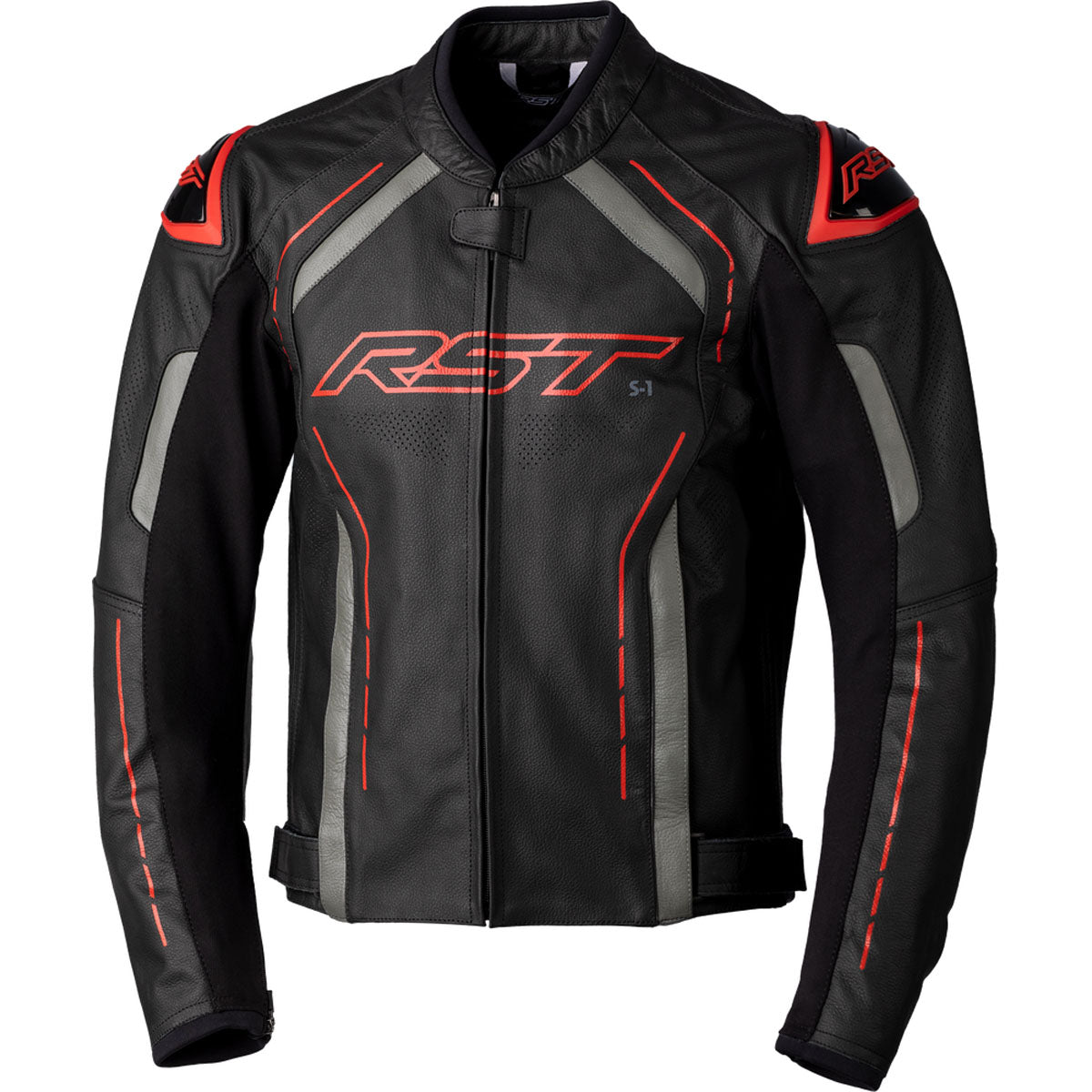 RST S1 CE Leather Jacket CLOSEOUT Black/Grey/Red