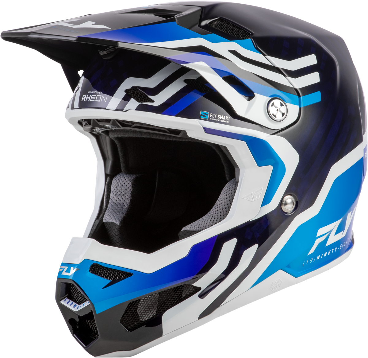 Fly Racing Formula S Carbon Byte Helmet - Blue Carbon/Blue/White