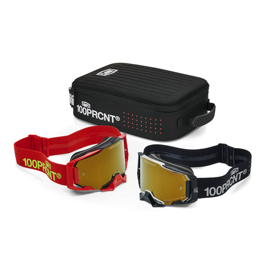 100% Armega Racer Pro Pack Goggles Black/Red / True Gold Mirrored