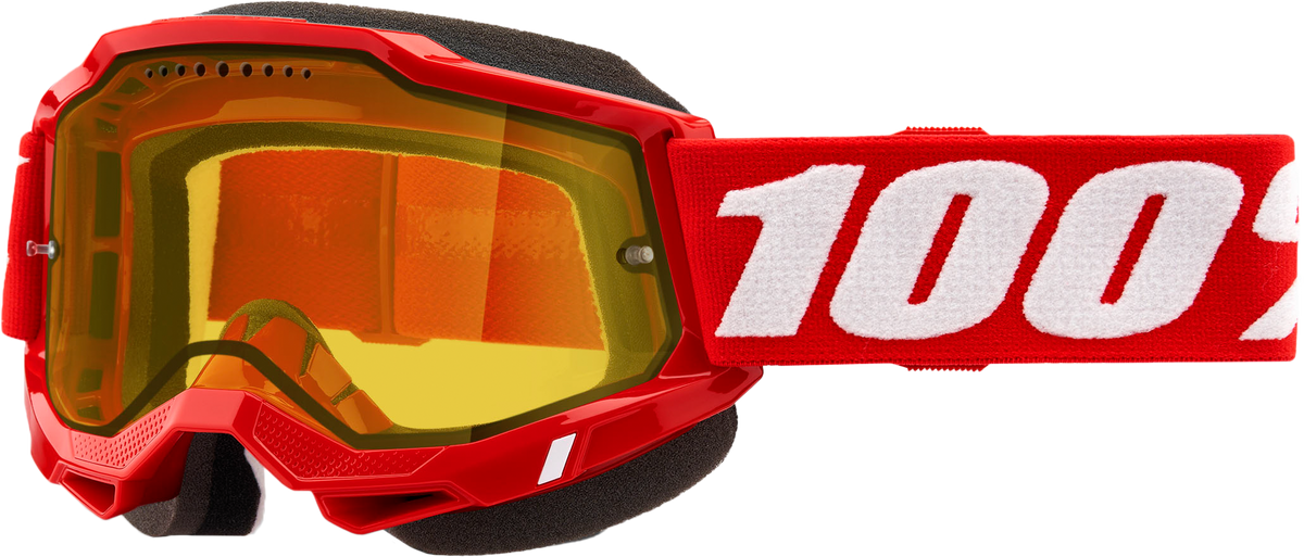 100% Accuri 2 Snowmobile Goggles Neon Red / Yellow Lens