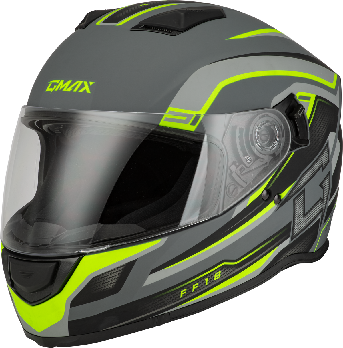 GMAX FF-18 Drift Helmet (2024) Matte Grey/Hi-Vis