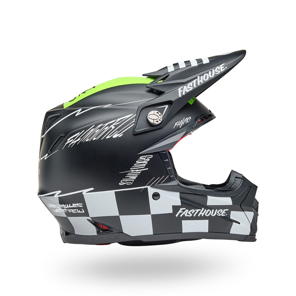 Bell Moto-9S Flex Fasthouse Smoke Bomb Helmets CLOSEOUT - Matte/Gloss Black/Hi-Viz