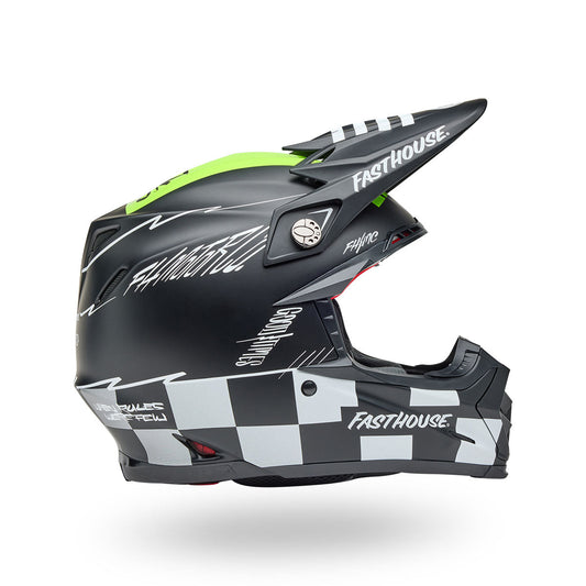Bell Moto-9S Flex Fasthouse Smoke Bomb Helmets CLOSEOUT - Matte/Gloss Black/Hi-Viz