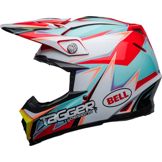 Bell Moto-9S Flex Tagger Edge Helmet CLOSEOUT - White/Aqua