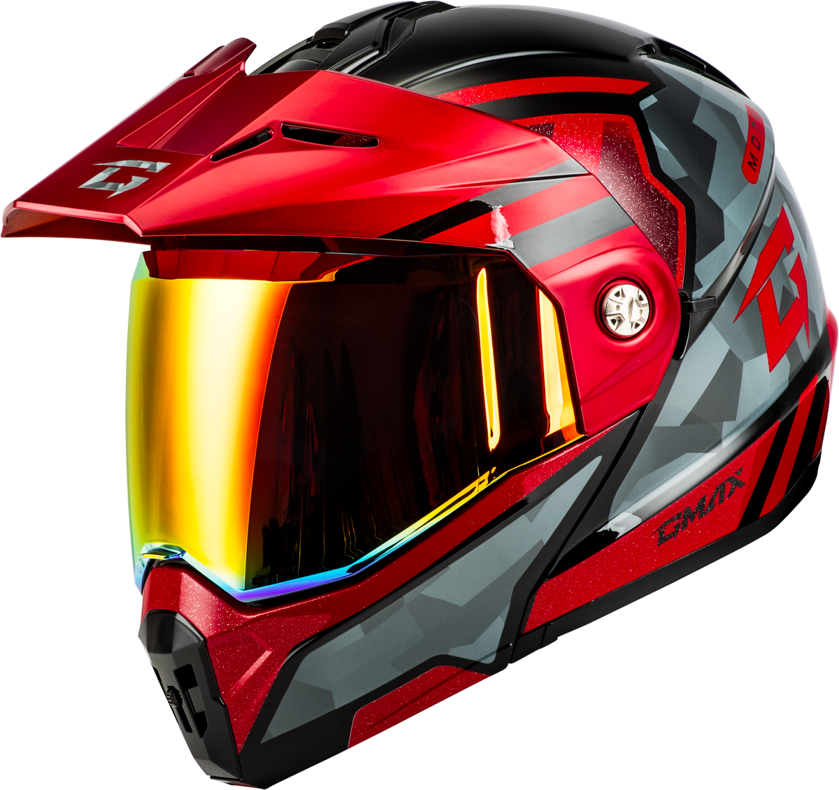 GMAX MD-74 Striker Modular Helmet Black/Grey/Red Metallic