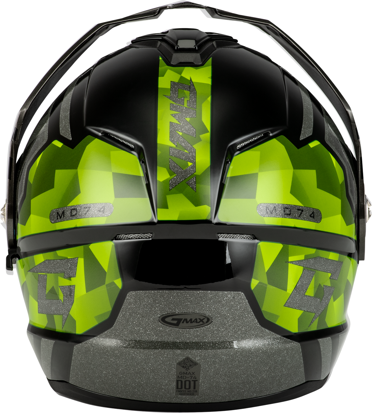 GMAX MD-74 Striker Modular Helmet Black/Silver/Green Metallic