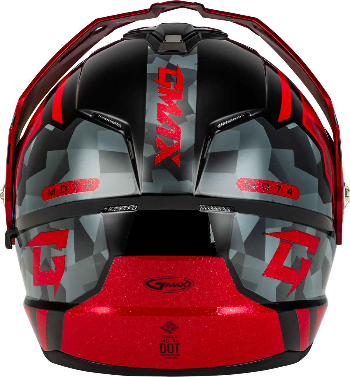 GMAX MD-74 Striker Modular Helmet Black/Grey/Red Metallic