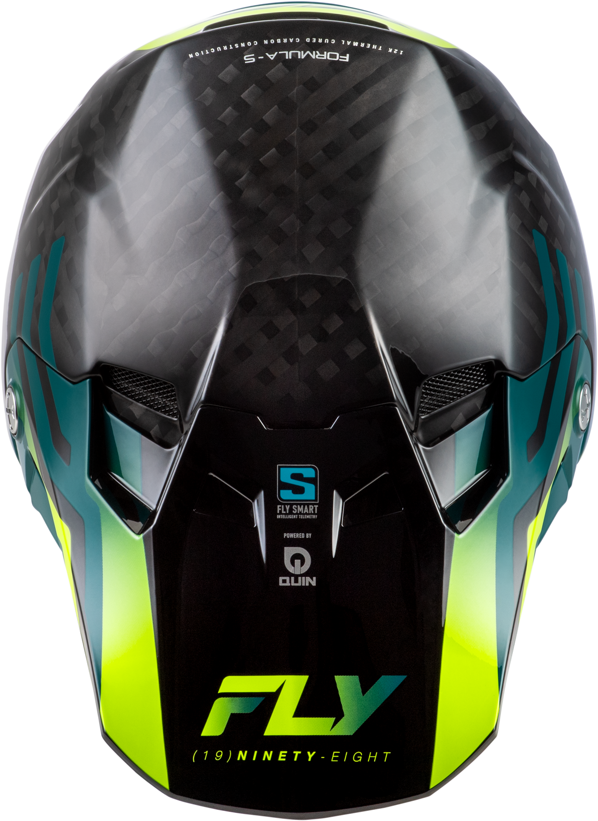 Fly Racing Formula S Carbon Byte Helmet - Black Carbon/Teal/Lime