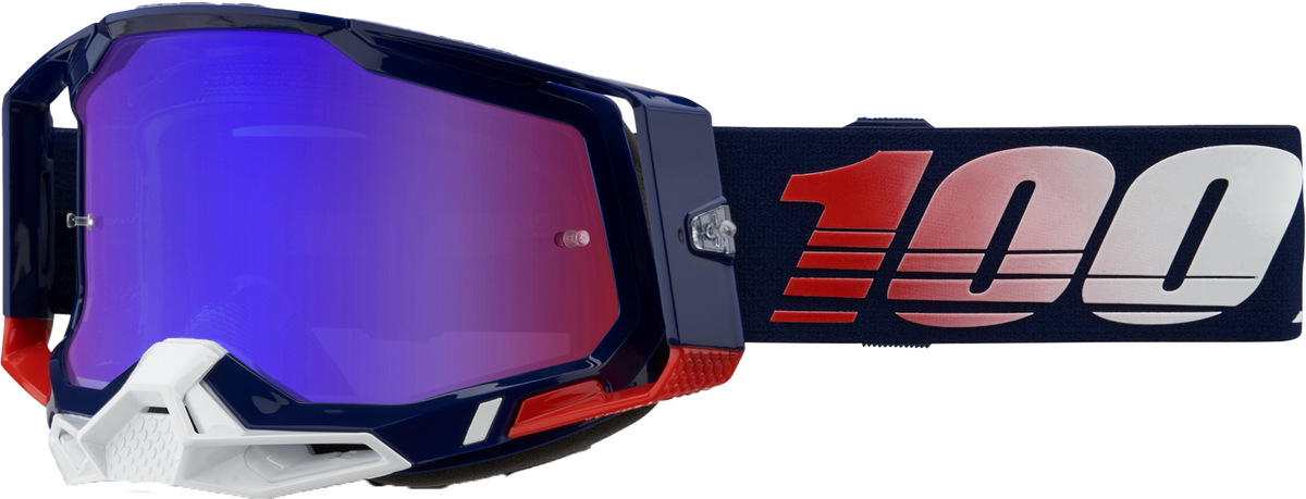 100% Racecraft 2 Goggles Republic / Mirror Red/Blue Lens