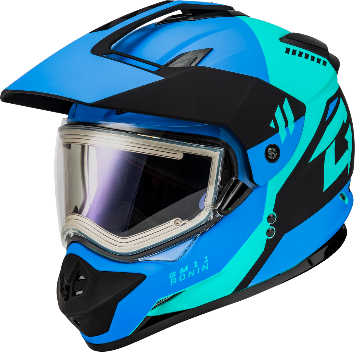 GMAX GM-11S Ronin Helmet W/Electric Shield CLOSEOUT Matte Black/Blue