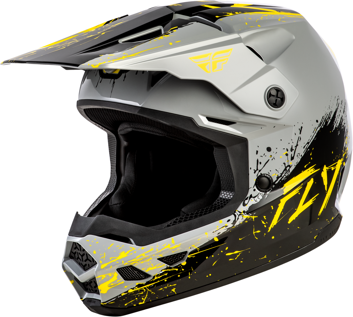Fly Racing Youth Kinetic Drip Helmet - Grey/Black/Yellow