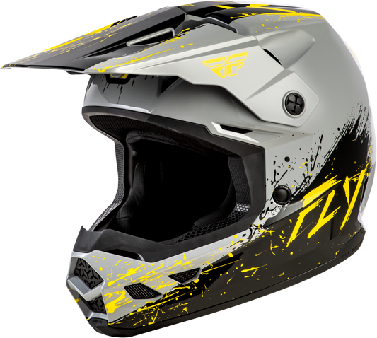 Fly Racing Youth Kinetic Drip Helmet - Grey/Black/Yellow